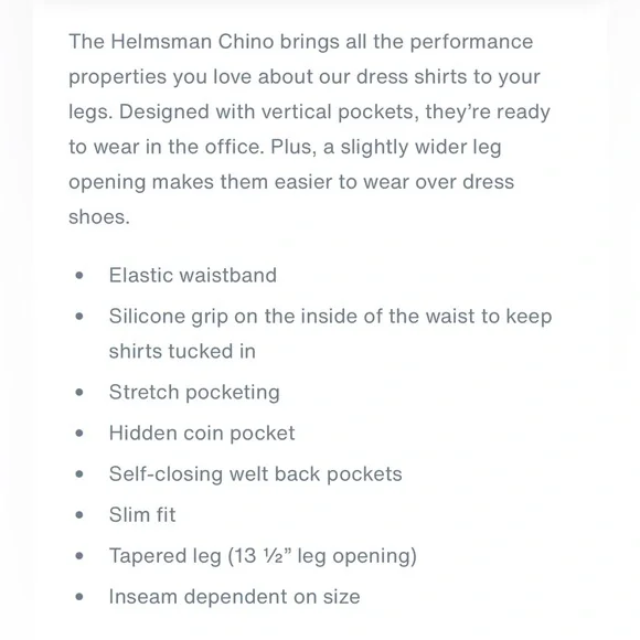 NWOT-Mizen & Main Helmsman Slim Performance Men’s Size 32/28 - Picture 9 of 9